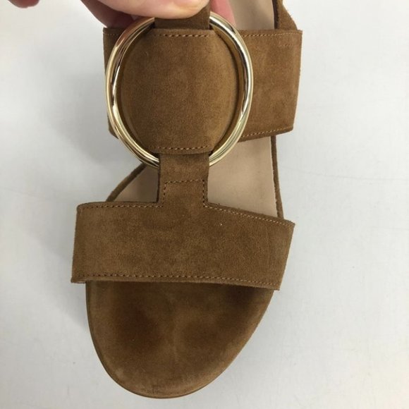 Browns tan metal gold ring sandals block heel size 6 - Picture 12 of 14